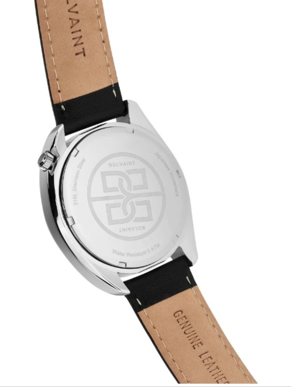 Bolvaint Aurelius Mens Watch Stainless Quartz Black Black Leather Watches - Picture 11 of 12